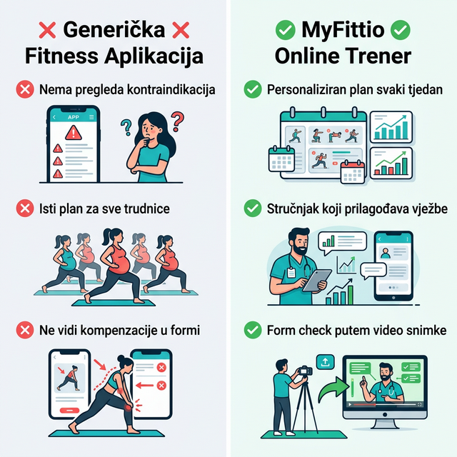 Usporedba: Generička fitness aplikacija vs MyFittio online trener